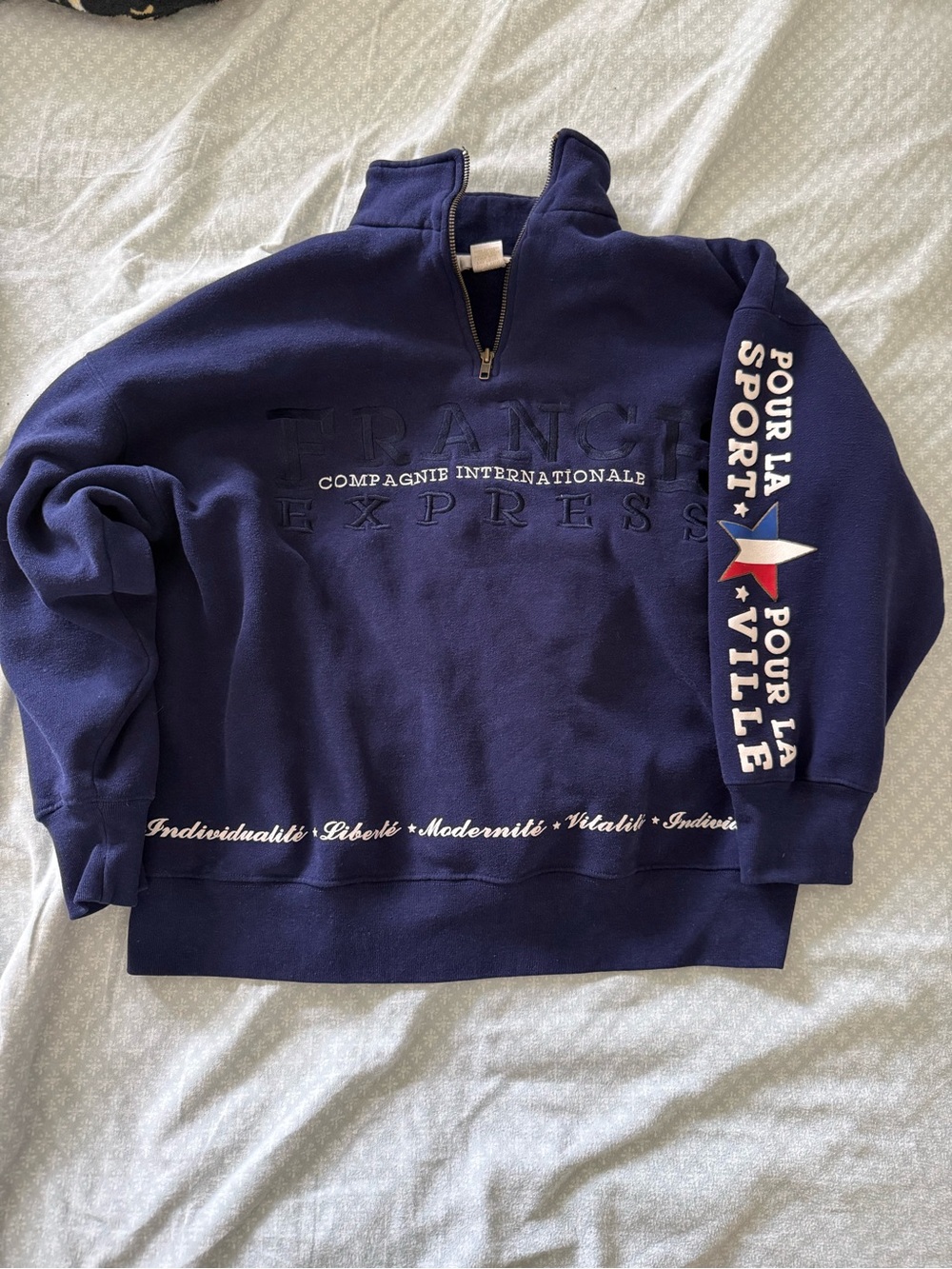 Express Navy Half-Zip Pullover with Sleeve Graphics